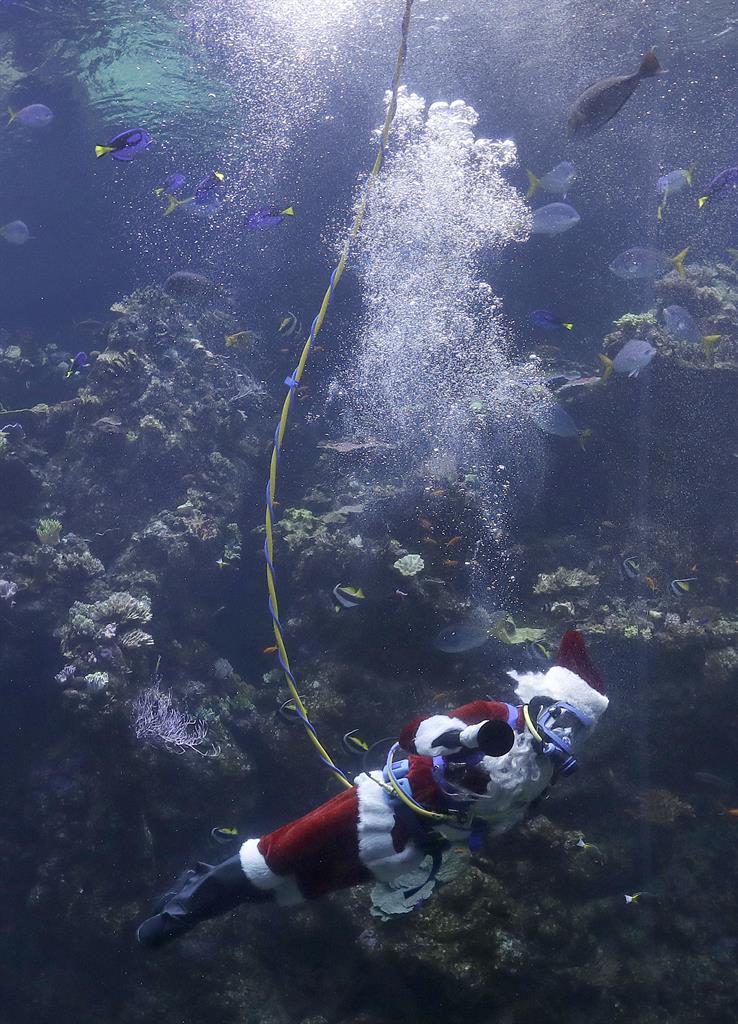 Scuba diving Santa Claus delights children in San Francisco AM 1440