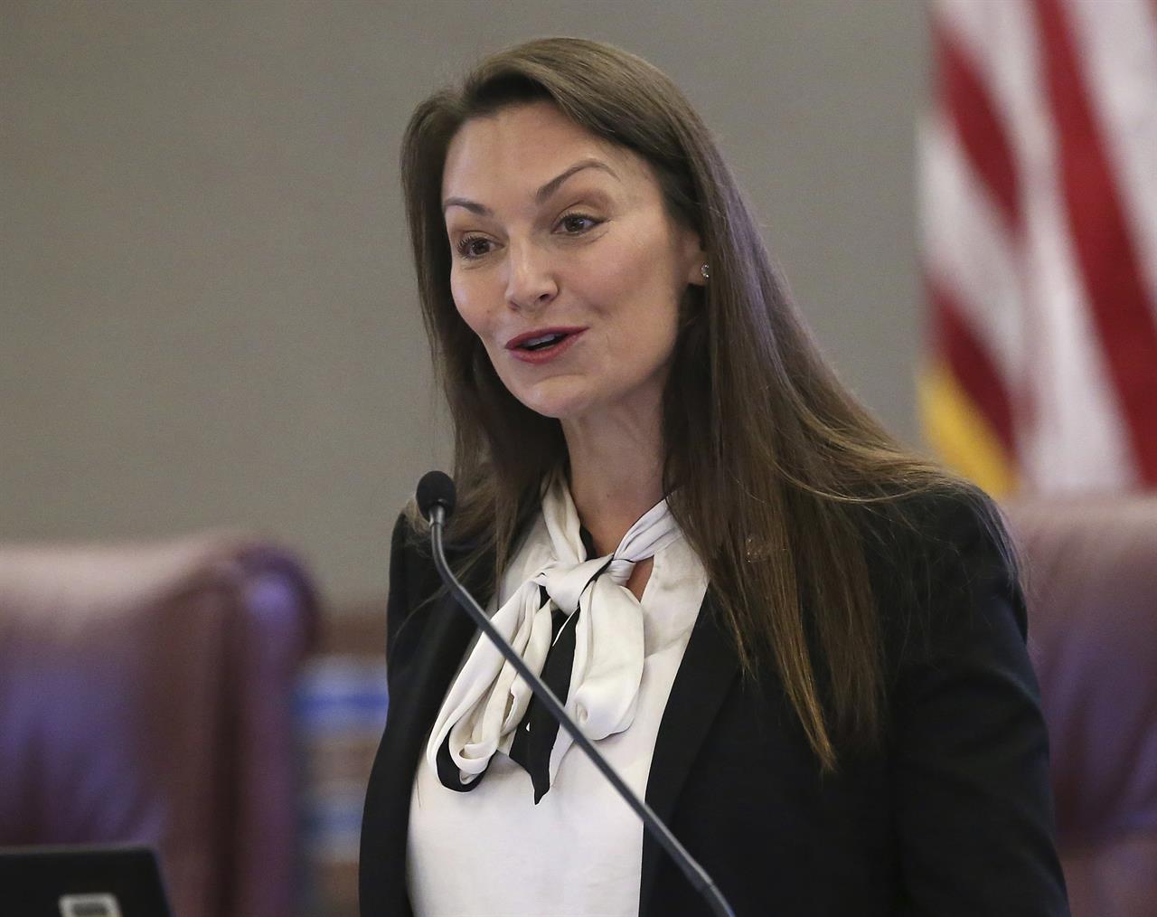 FILE - In this Oct. 29, 2019 photo, Agriculture commissioner Nikki Fried speaks at a pre-legislative news conference in Tallahassee, Fla. Fried, the only Democrat holding statewide office in Florida, upbraided Republican Gov. Ron DeSantis on Thursday, May 28, 2020, for keeping the state Cabinet “in the dark” by failing to convene the panel to discuss the state's response to the coronavirus pandemic. (AP Photo/Steve Cannon, File)
Absence of pandemic on Florida Cabinet agenda is hot topic