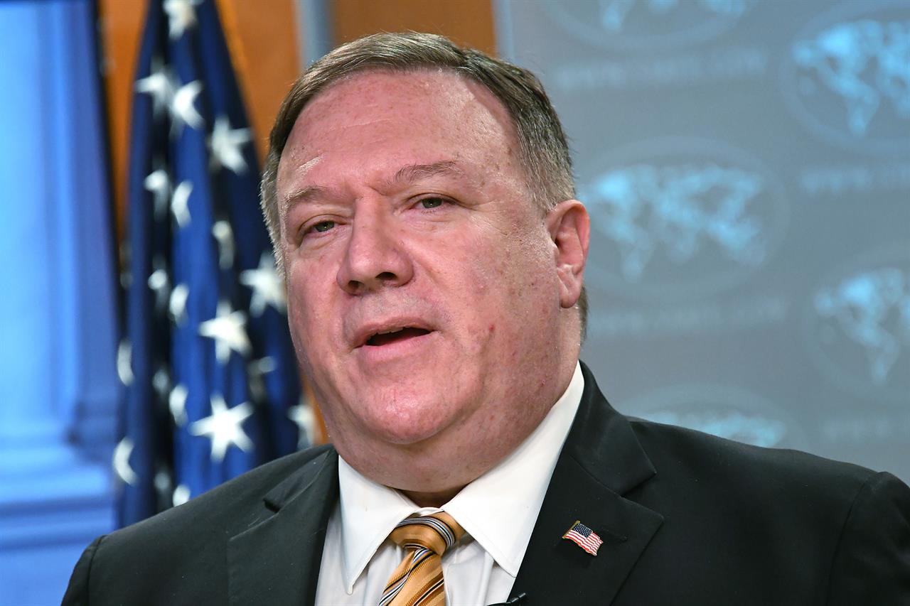 FILE - In this June 24, 2020, file photo, U.S. Secretary of State Mike Pompeo speaks during a press conference at the State Department in Washington. The Chinese Embassy in Washington said that a statement issued by Pompeo deliberately distorts the facts and disregards the efforts of China and the others to achieve peace and stability in the South China Sea. (Mandel Ngan/Pool Photo via AP, File)
China accuses US of sowing discord in South China Sea