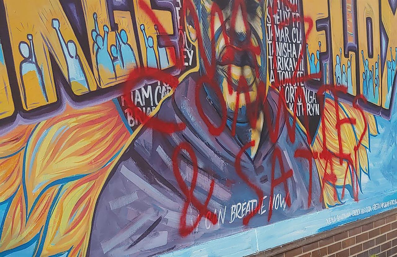 Minneapolis Mural Dedicated To George Floyd Defaced Again Am 1070 The Answer Houston Tx