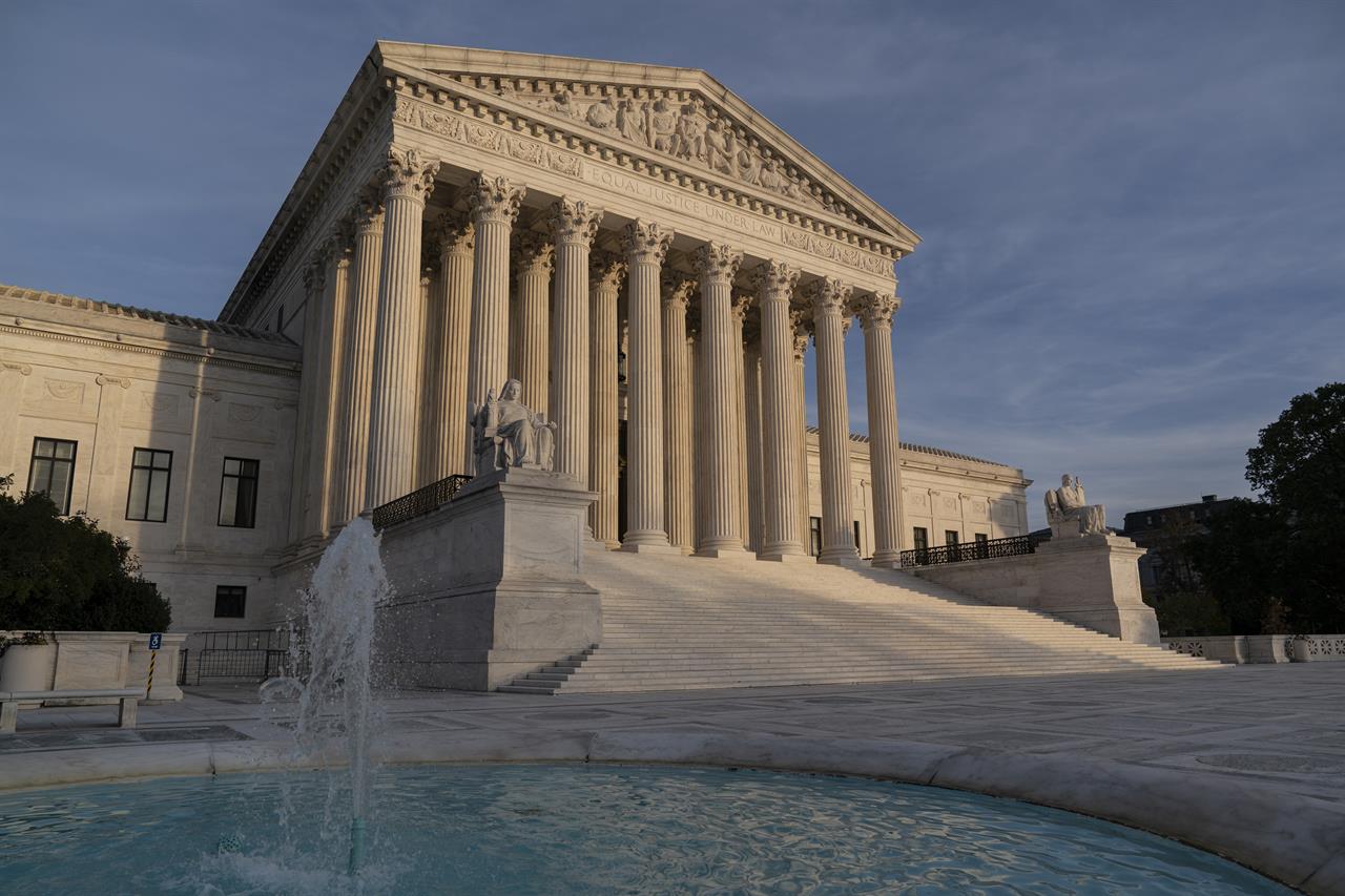 The Supreme Court is seen in Washington, Thursday, Nov. 5, 2020. Republican elected officials and the Trump administration are advancing their latest arguments to get rid of the Affordable Care Act, a long-held GOP goal that has repeatedly failed in Congress and the courts. (AP Photo/J. Scott Applewhite)