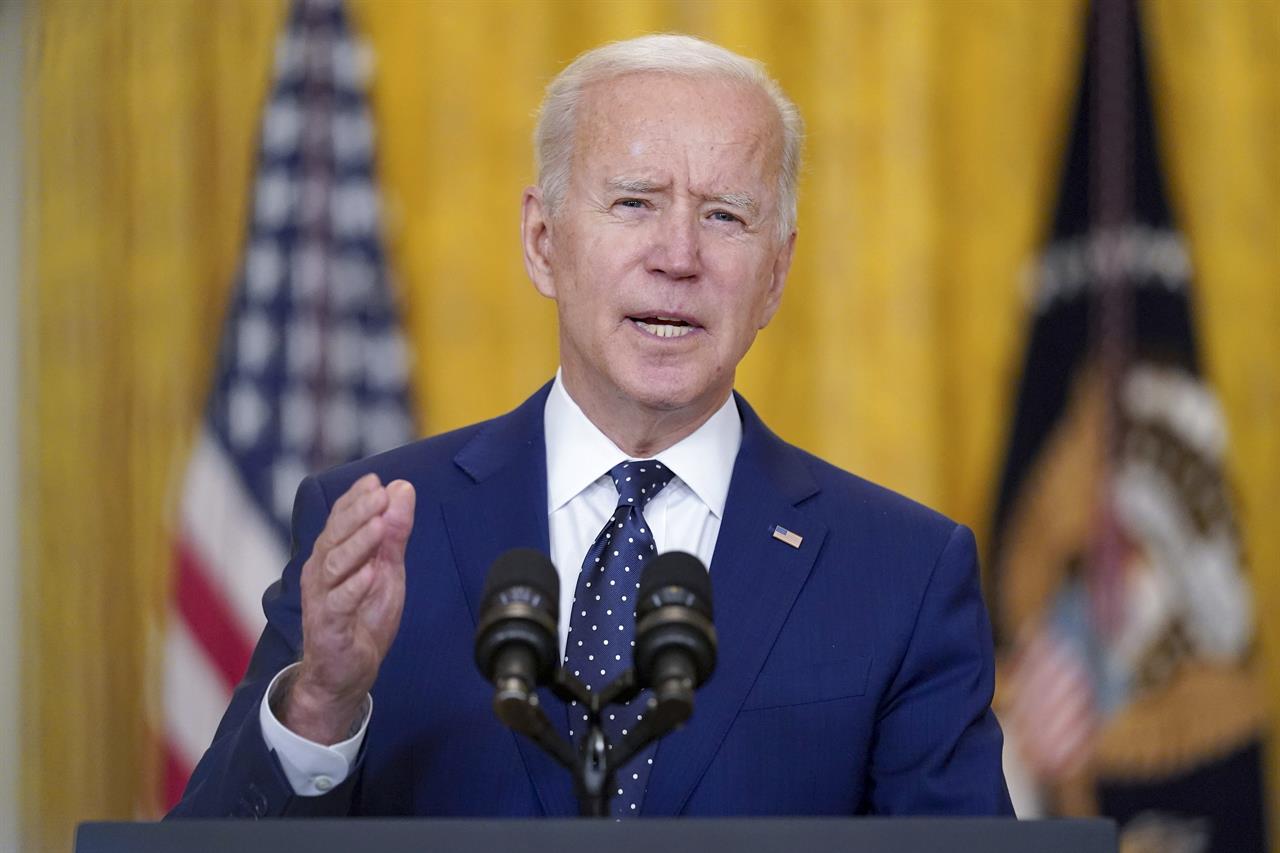 In this April 15, 2021, photo, President Joe Biden speaks about Russia in the East Room of the White House in Washington. Voters who served in the military have long leaned toward Republicans. But there are signs that Biden may have cut into that advantage last year. (AP Photo/Andrew Harnik)