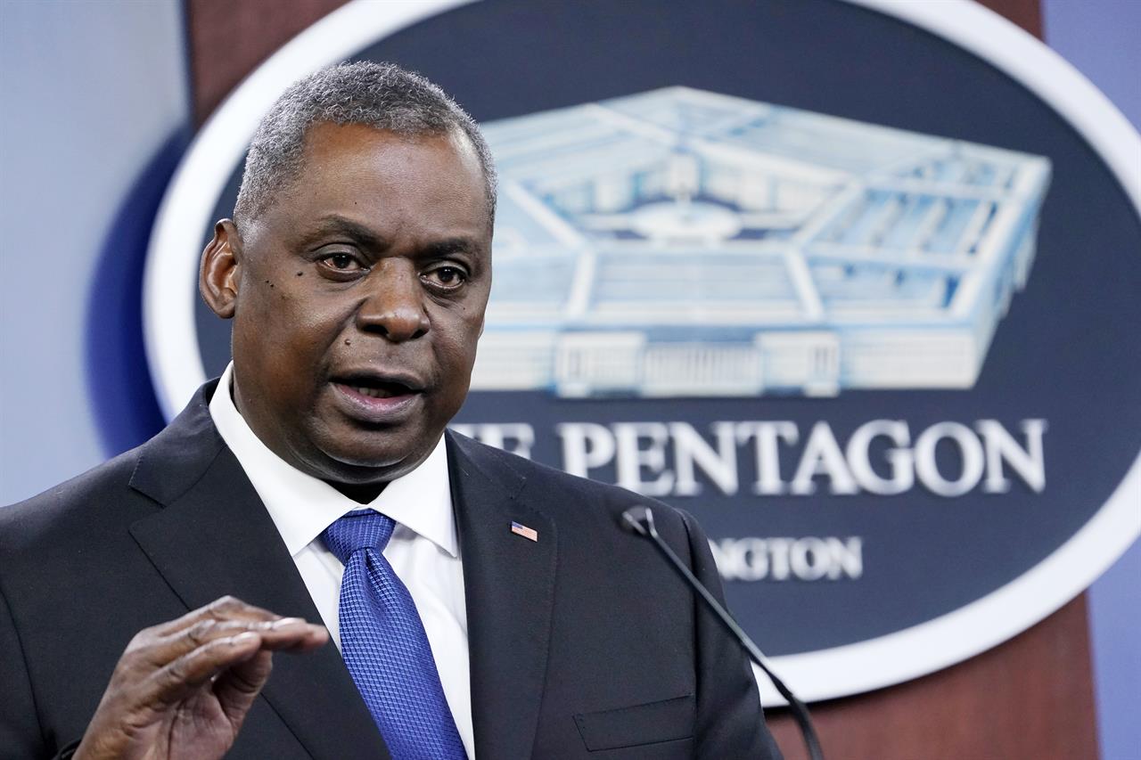 Defense Secretary Lloyd Austin speaks during a briefing at the Pentagon in Washington, Thursday, May 6, 2021. (AP Photo/Susan Walsh)
