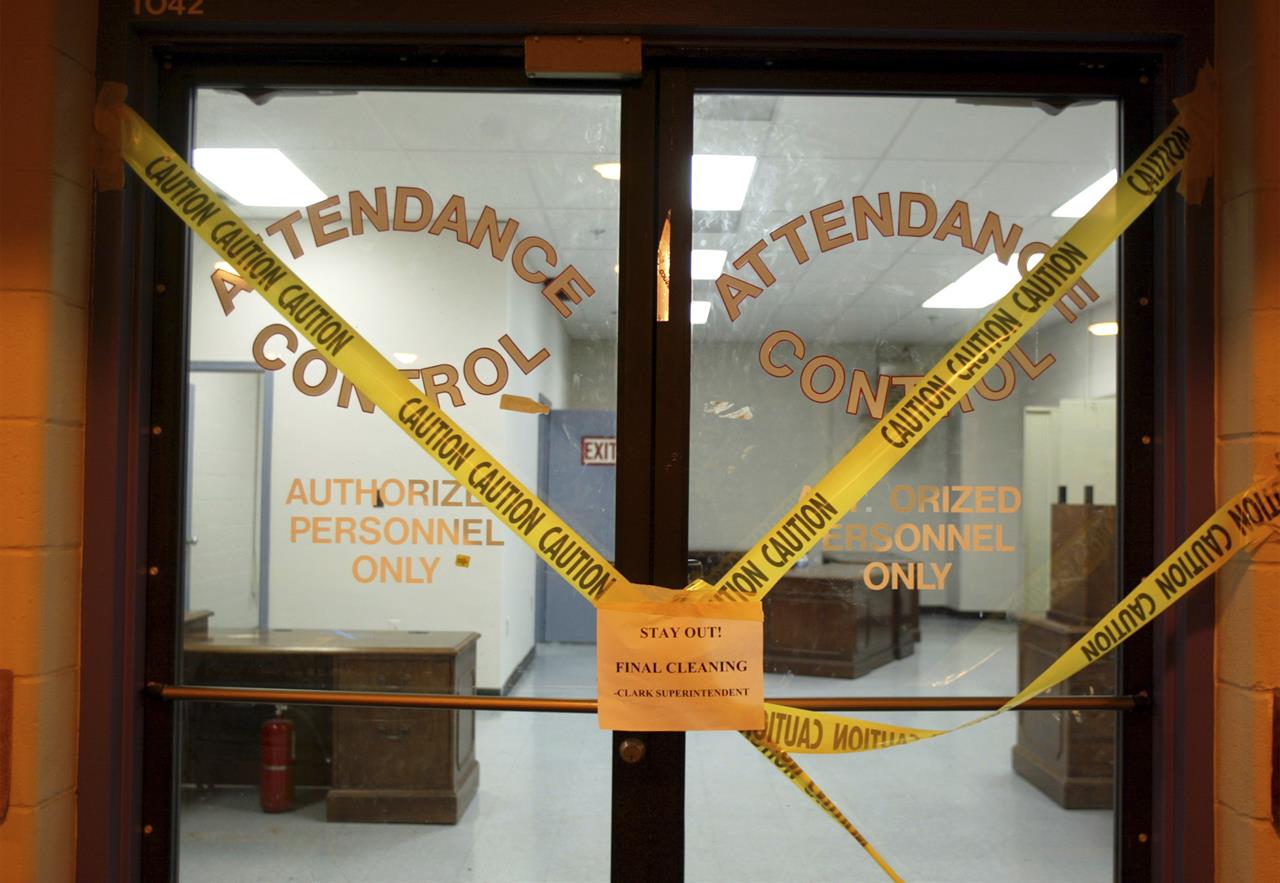 FILE - In this Nov. 12, 2003, file photo, an area of the Brentwood postal facility in Washington, is still closed during a media tour. The region's main mail processing center is almost ready to reopen for the first time in two years, after undergoing a $130 million-dollar Anthrax decontamination and renovation. An audit has found gaps in a program intended to provide the U.S. with an early detection system of a biological weapon attack. The U.S. created BioWatch in 2003 in response to the mailing of anthrax-laced envelopes to news media and government offices two years earlier. (AP Photo/Manuel Balce Ceneta, File)